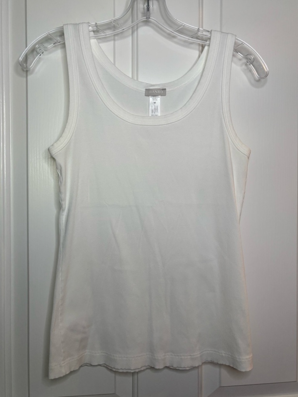 Like new Hanro White Tank Top - Classic Scoop Ribbed Style size M